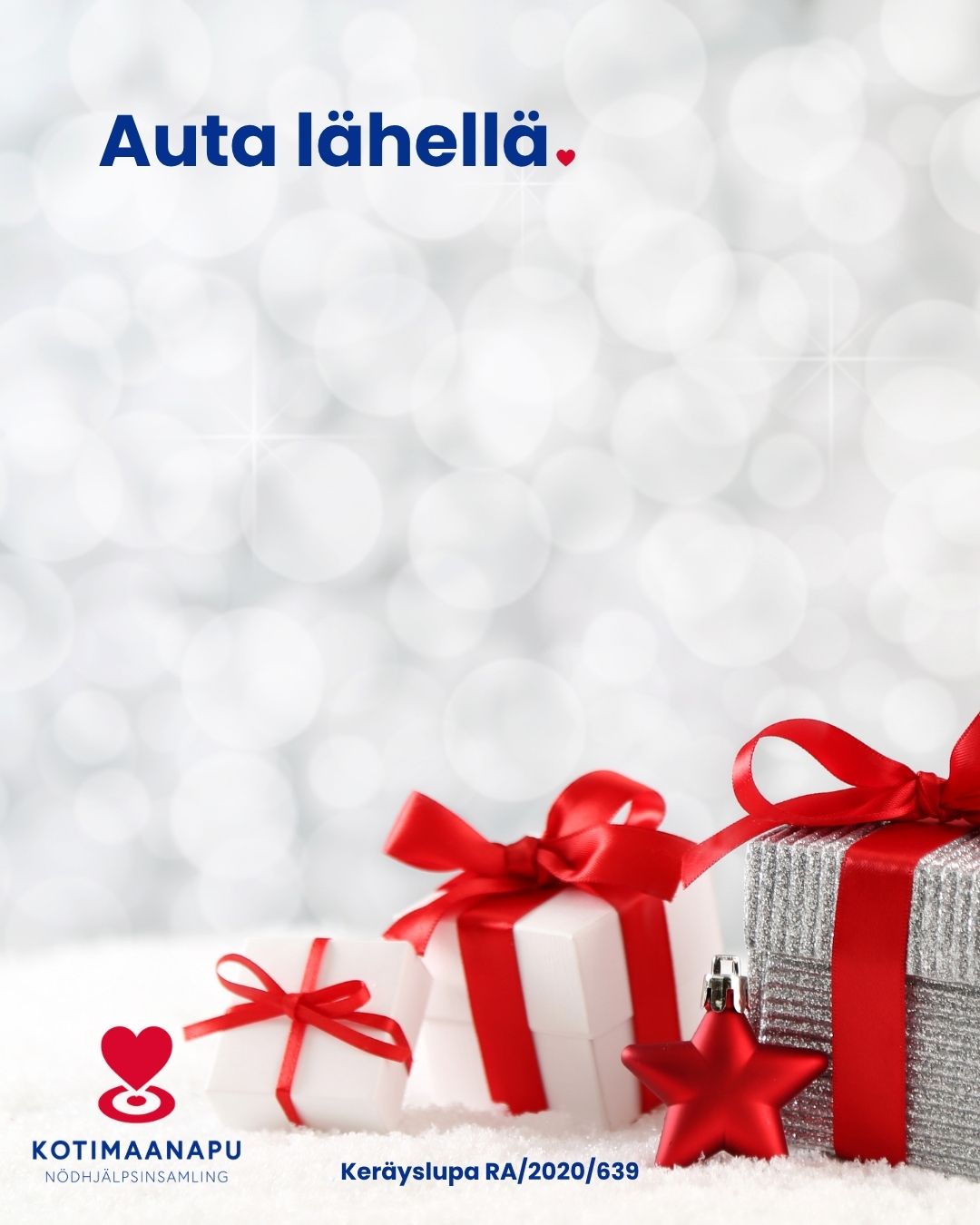 Auta lähellä. Lahjapaketteja valkeaa taustaa vasten.