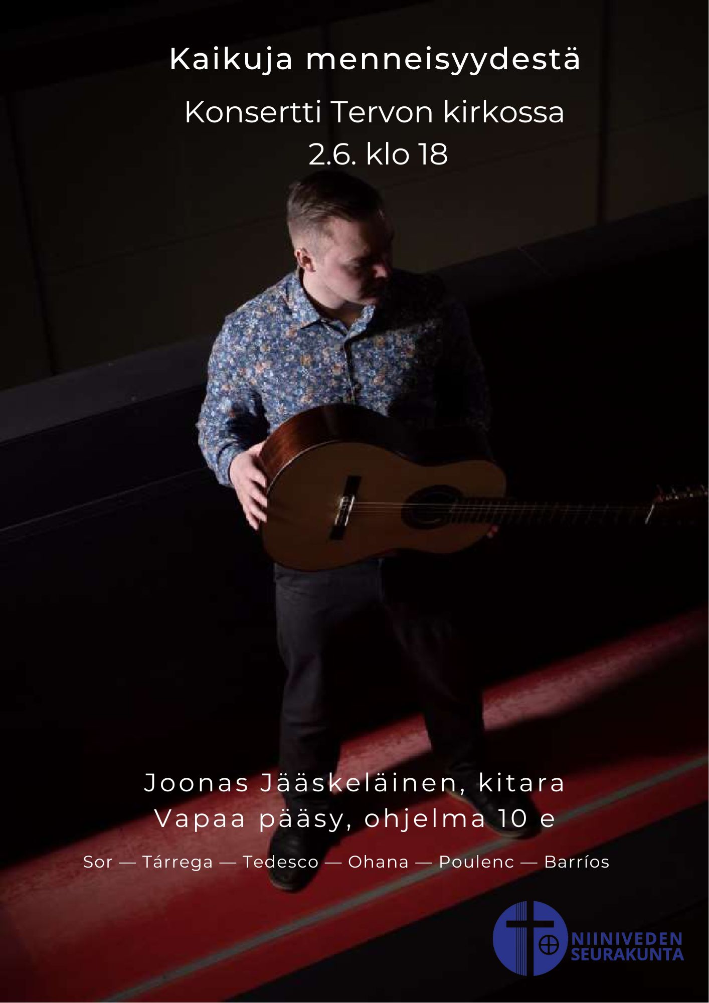 Kitaristi Joonas Jääskeläinen esiintyy Tervon kirkossa 2.6.2022