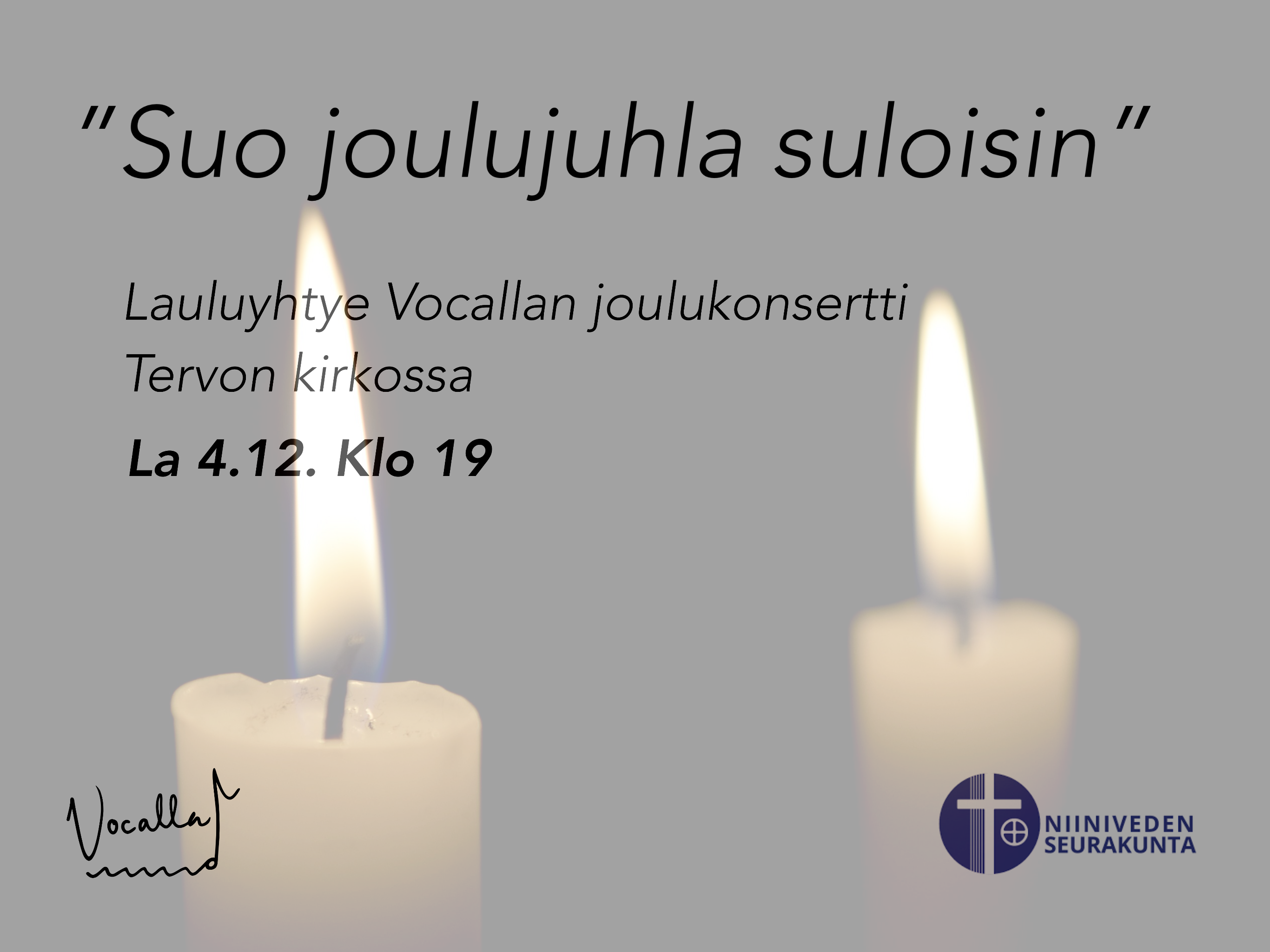 Lauluyhtye Vocallan joulukonsertti 4.12. klo 19